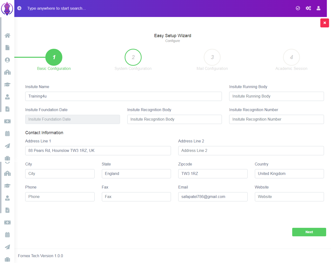 Basic Configuration Tab