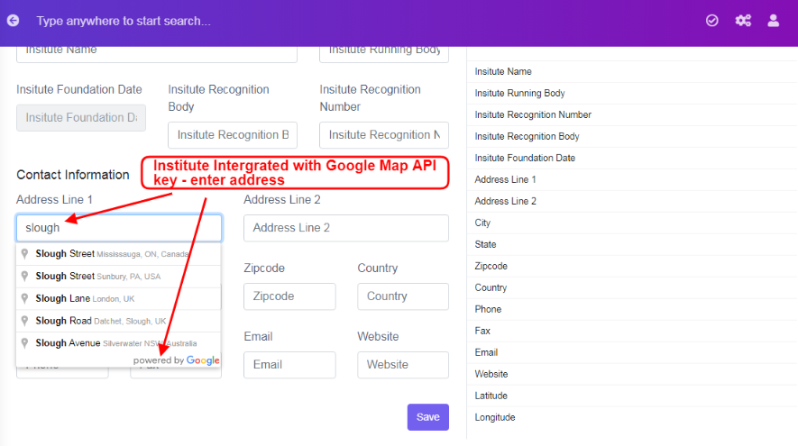 Contact Information fields