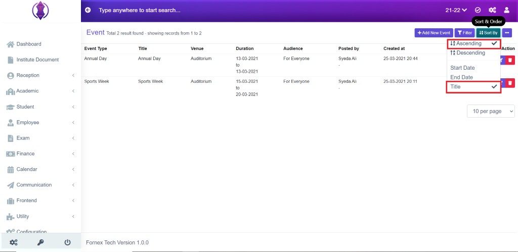 Data table view