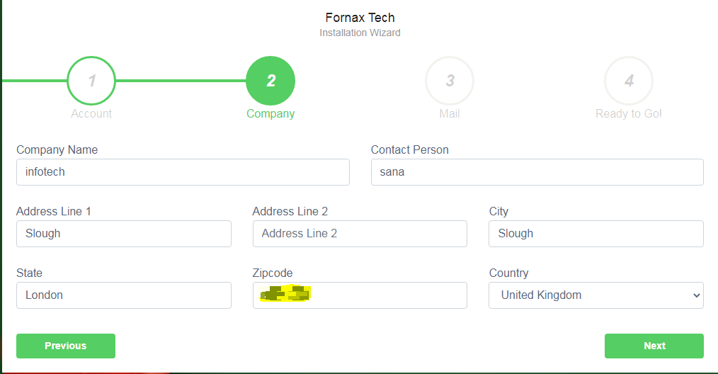 Company Tab-Domain Installation Wizard