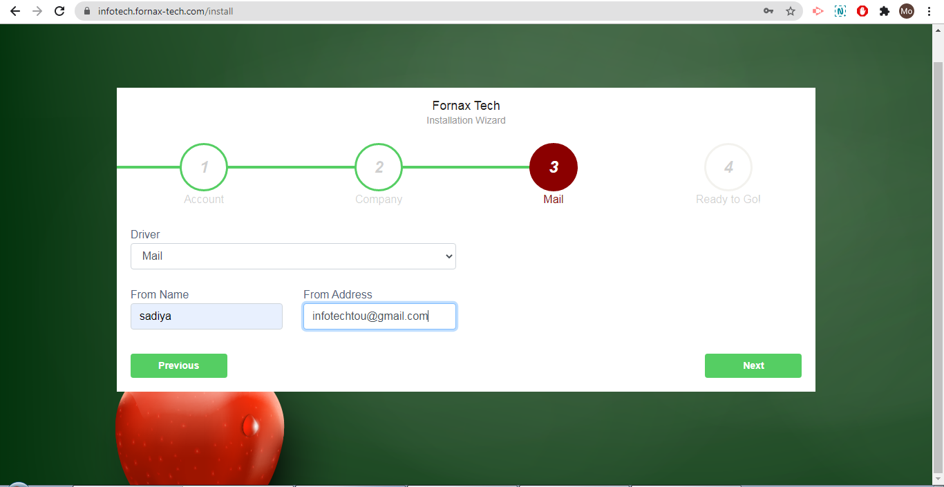 Mail Tab-Domain Installation Wizard