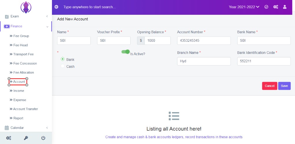 Account Tab