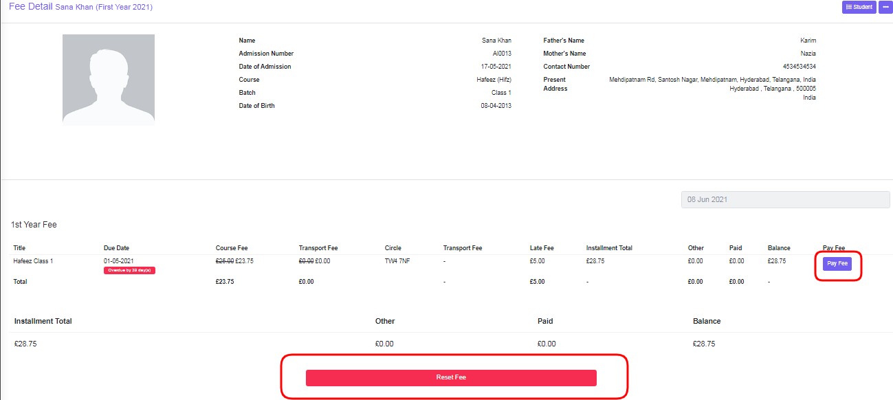 balance fee