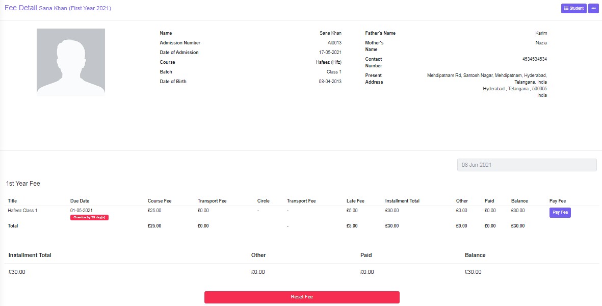 balance fee