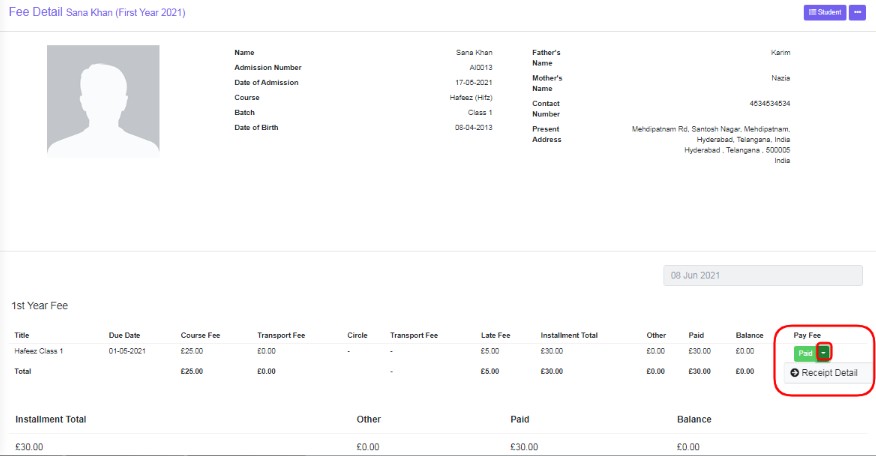 balance fee