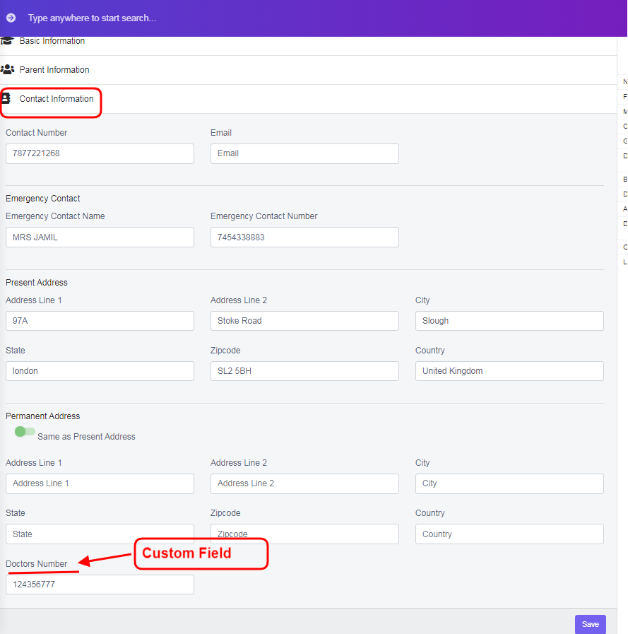Student Contact Form