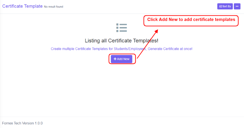 To Add New Certificate Template