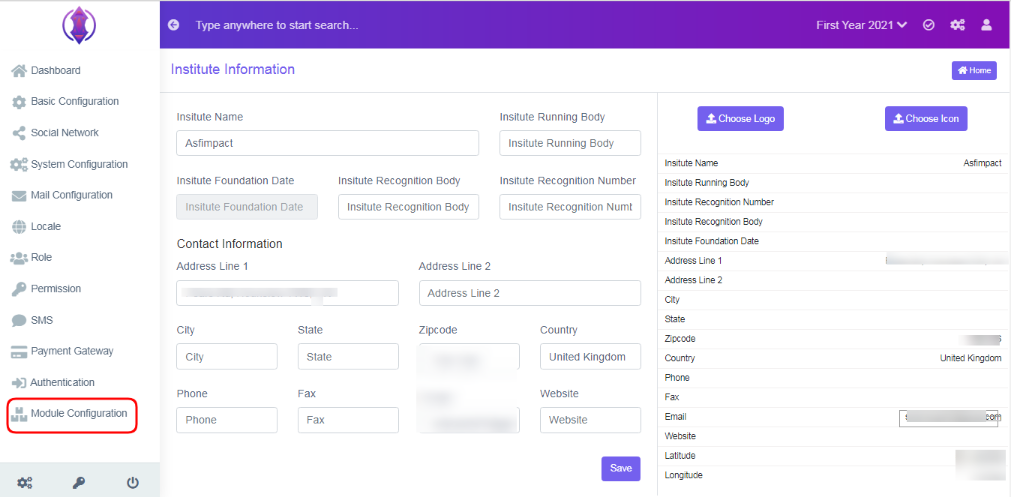 Finance Configuration