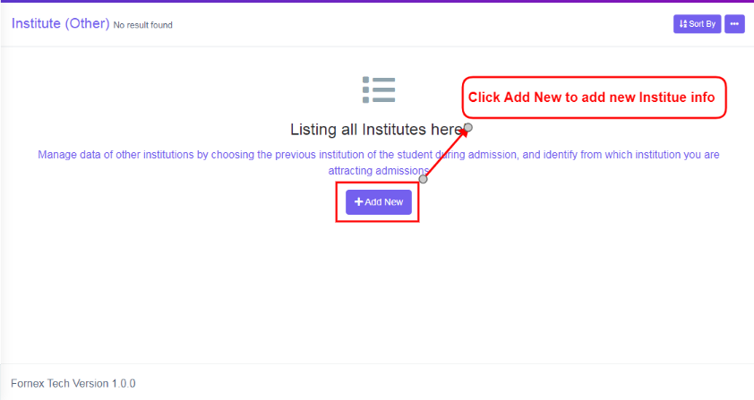 To Add New Institute