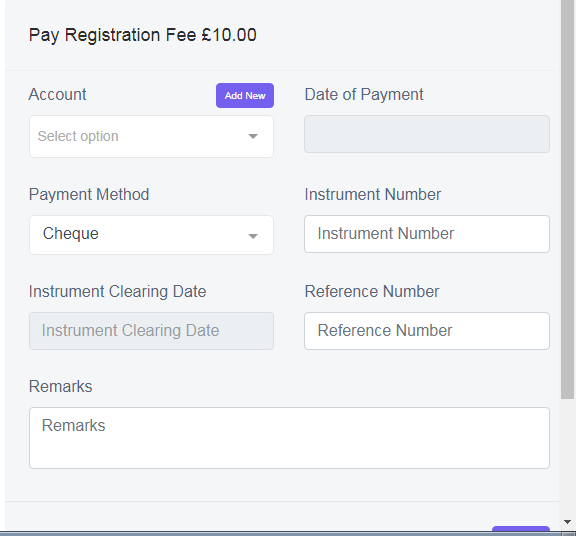 Cheque Enabled Options