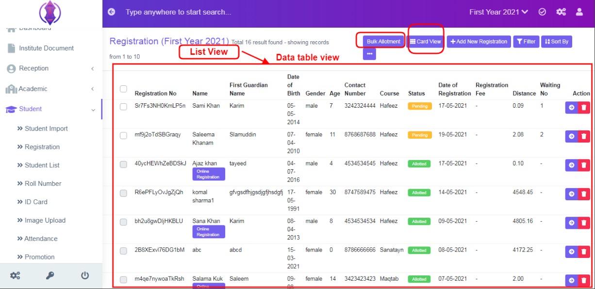 list view