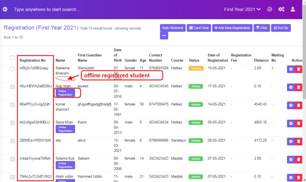 list view