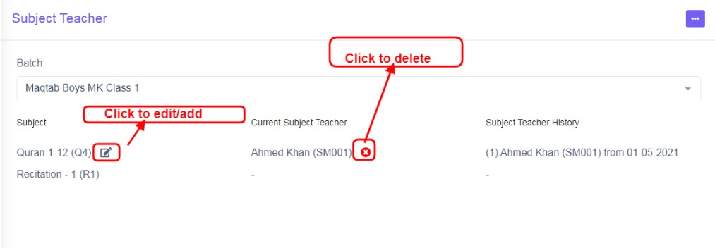 Subject teacher